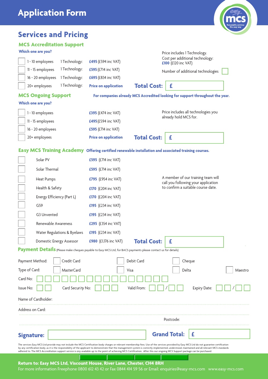 Easy MCS Application Form 2013 Easy MCS Application Form 2013